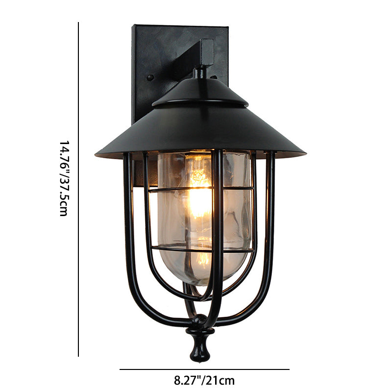 Industrial Bird Cage Iron Glass 1-Light Wall Sconce Lamp