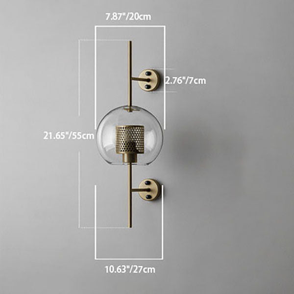 Iron Frame Spherical Glass Shade 1-Light Wall Sconce Lamp