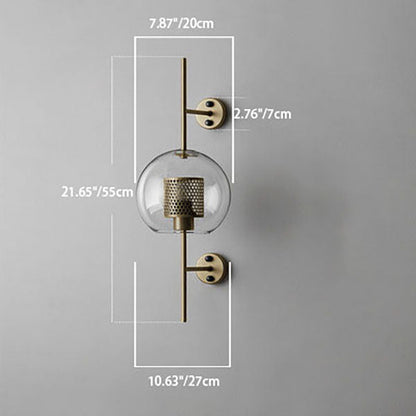 Iron Frame Spherical Glass Shade 1-Light Wall Sconce Lamp