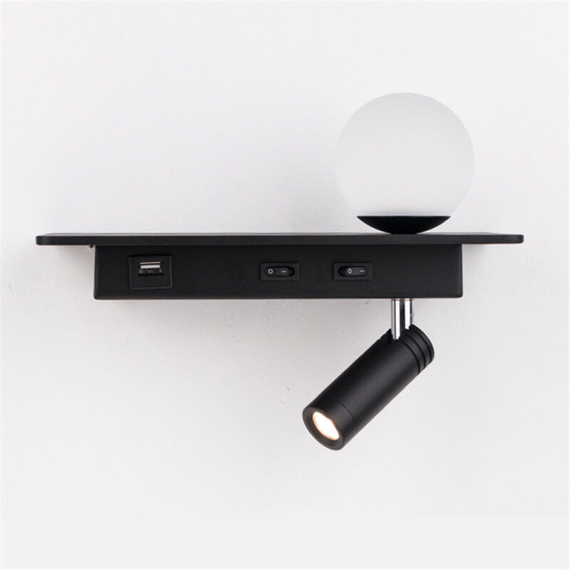 Black With USB Socket Iron LED Spotlight Wall Sconce Lamp