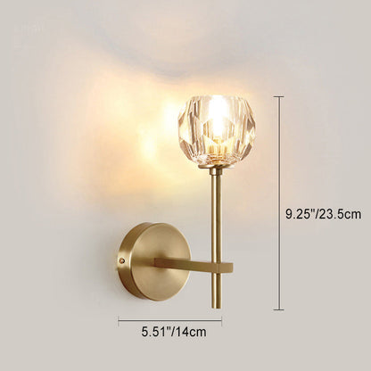 Modern Luxury Bowl Steel Crystal 1/2-Light Wall Sconce Lamp