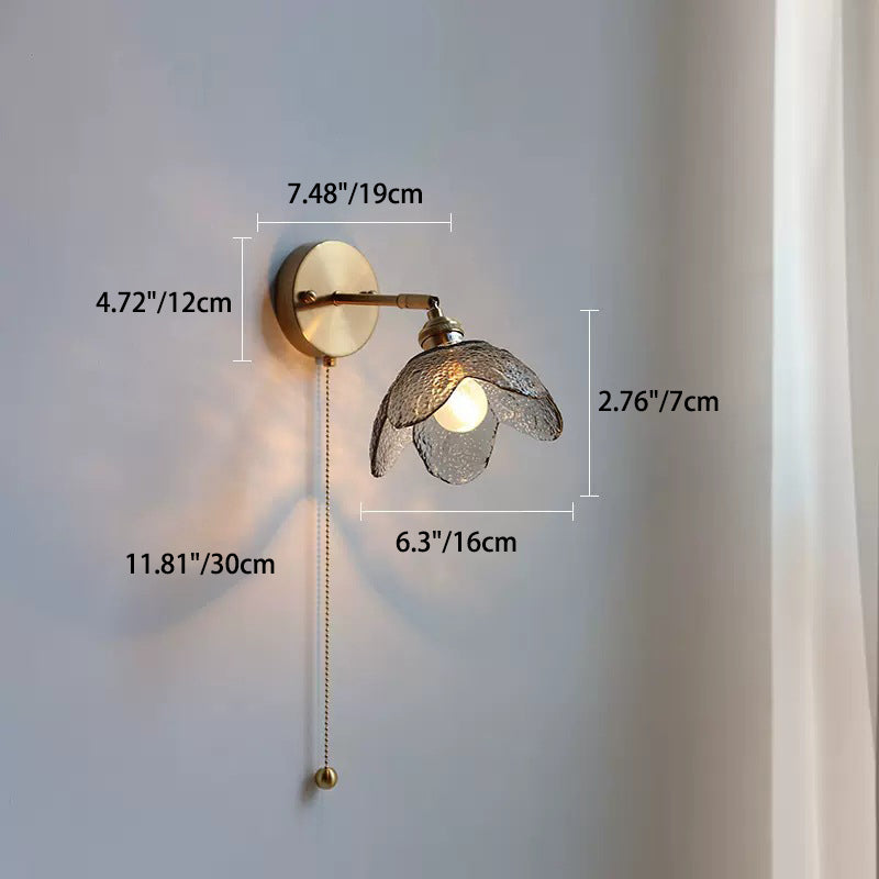 Scandinavian Copper Glass Flower 1-Light Wall Sconce Lamp