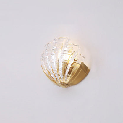Modern Art Deco Shell Brass Glass 1-Light Wall Sconce Lamp