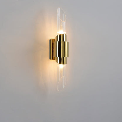 Stainless Steel Glass Column 2-Light Wall Sconce Lamp