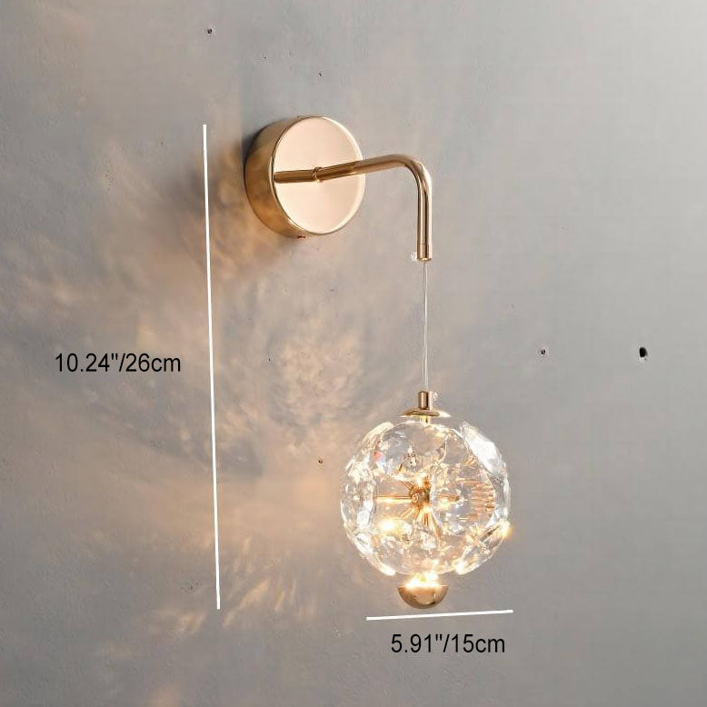 Modern Luxury Orb Hardware Crystal LED Wall Sconce Lamp