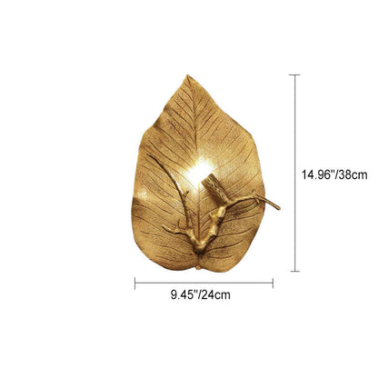 Retro Leaf Full Copper 1-Light Wall Sconce Lamp