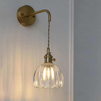 Art Deco Flower Bud Glass Shade 1-Light Wall Sconce Lamp