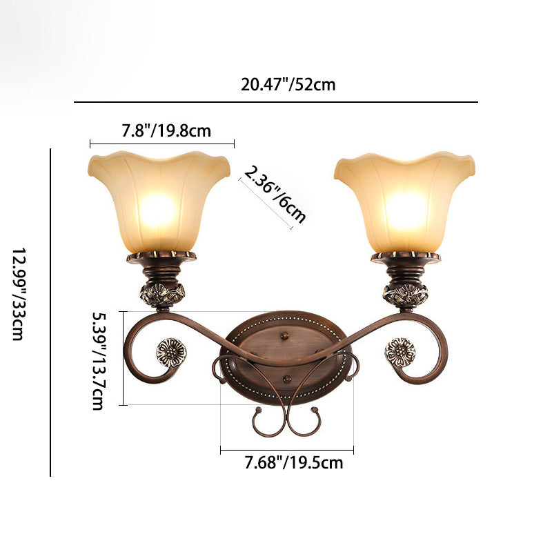 Frosted Flower Shade Iron Resin 1/2 Light Wall Sconce Lamp