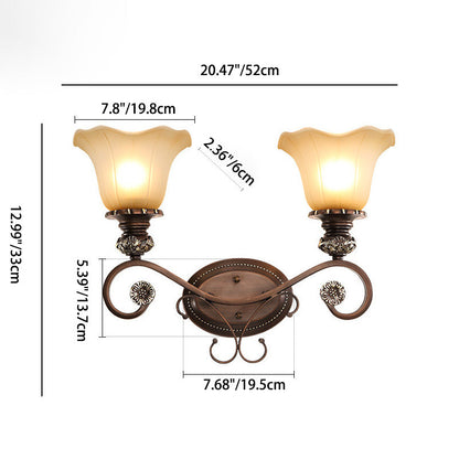 Frosted Flower Shade Iron Resin 1/2 Light Wall Sconce Lamp