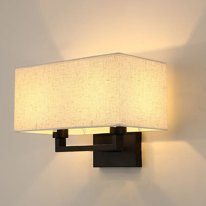 Solid Rectangular Iron Fabric 1-Light Wall Sconce Lamp