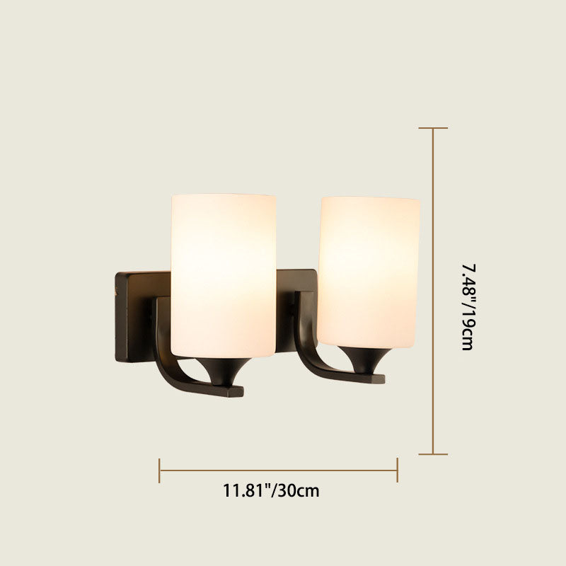Simplicity Cylinder Iron Glass 1/2 Light Wall Sconce Lamp