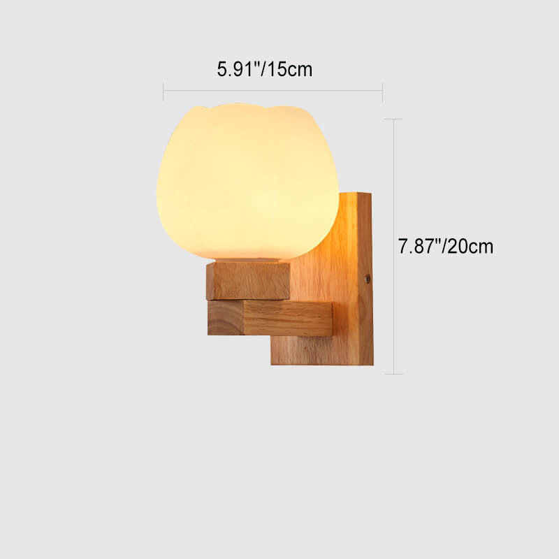 Rubberwood Iron Geometric Design 1-Light Wall Sconce Lamp