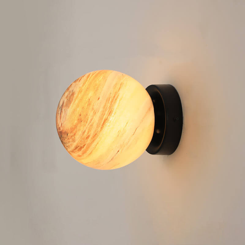 Creative Planet Glass Iron Orb 1-Light Wall Sconce Lamp