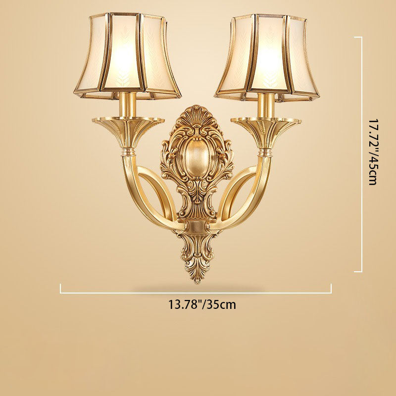 Hexagonal Wheat Copper Glass 1/2 Light Wall Sconce Lamp