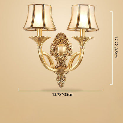 Hexagonal Wheat Copper Glass 1/2 Light Wall Sconce Lamp