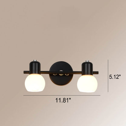 White Glass Dome Vanity Light 2/3 Light Wall Sconce Lamp