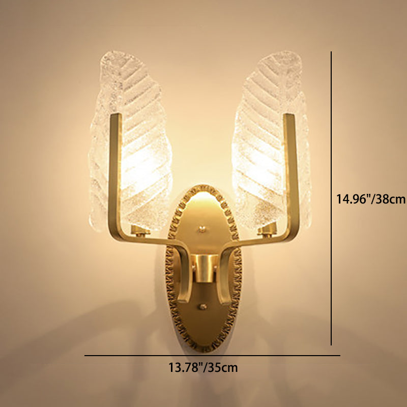Copper Glass Leave Banana Leaf 1/2 Light Wall Sconce Lamp