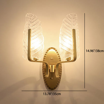 Copper Glass Leave Banana Leaf 1/2 Light Wall Sconce Lamp