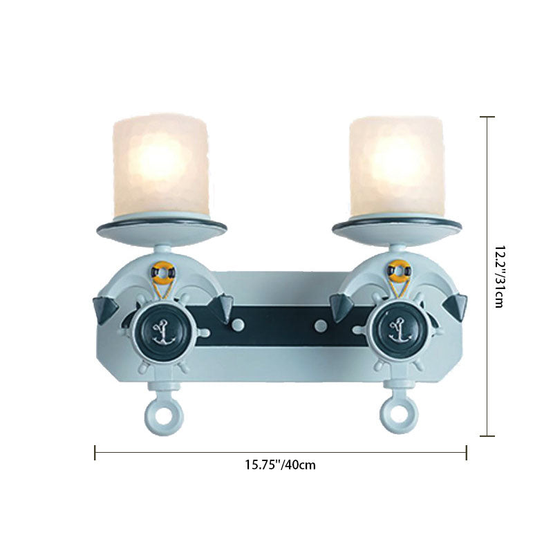 Mediterranean Iron Ship Anchor 1/2-Light Wall Sconce Lamp