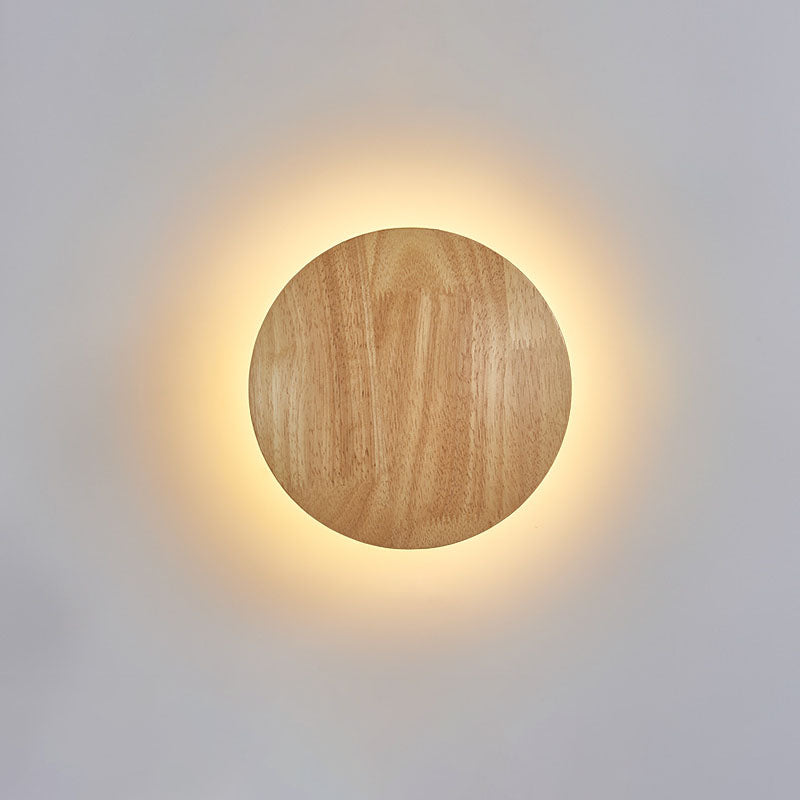 Minimalist Round Irregular Oval Wood LED Wall Sconce Lamp