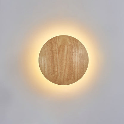 Minimalist Round Irregular Oval Wood LED Wall Sconce Lamp