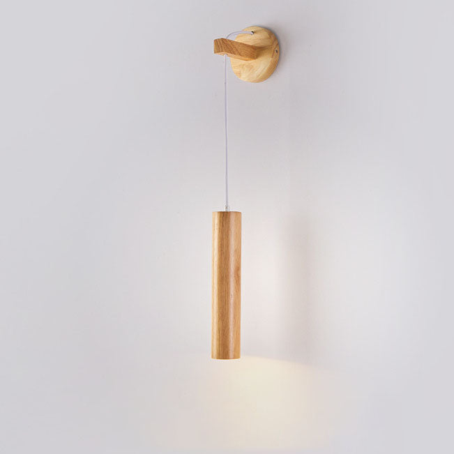 Minimalist Long Strip Rubber Wood LED Wall Sconce Lamp