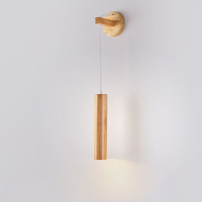 Minimalist Long Strip Rubber Wood LED Wall Sconce Lamp