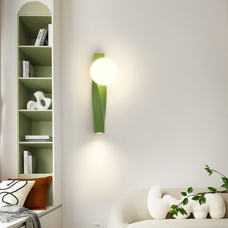 Cream Style Plastic Long Sphere 1-Light Wall Sconce Lamp