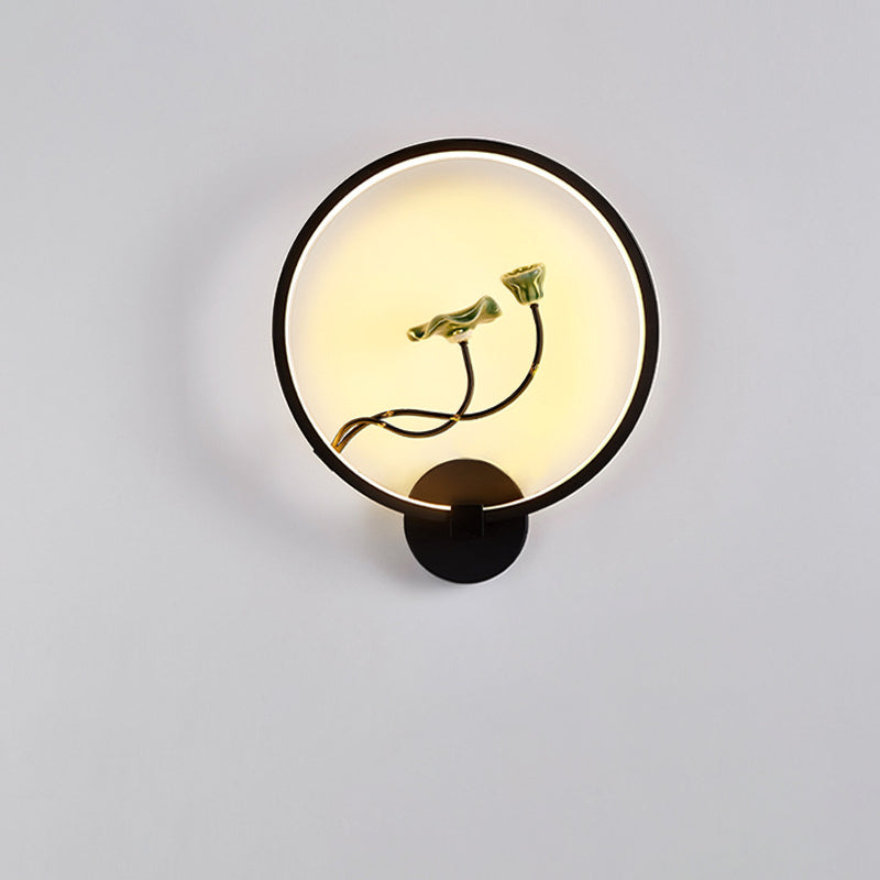 Chinese Lotus Leaf Aluminum Acrylic LED Wall Sconce Lamp