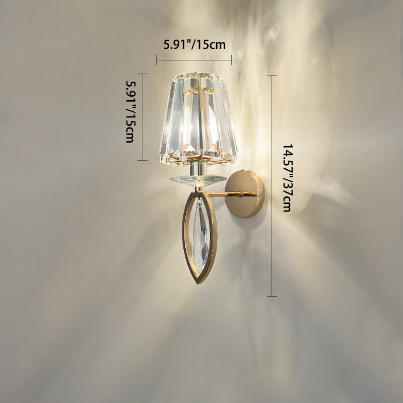 Metal Steel Crystal Ball Cylinder 1-Light Wall Sconce Lamp