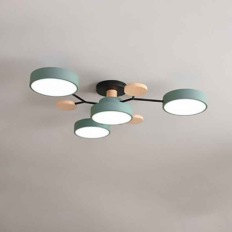 Scandinavian Round Molecule Branch Semi-Flush Light
