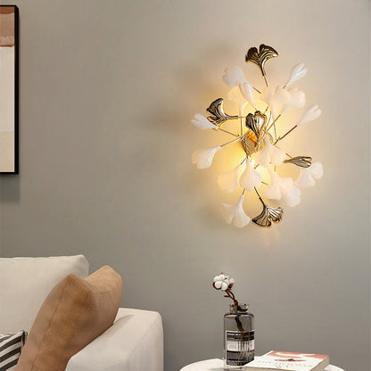 Ginkgo Iron Plastic Porcelain 2/3 Light Wall Sconce Lamp