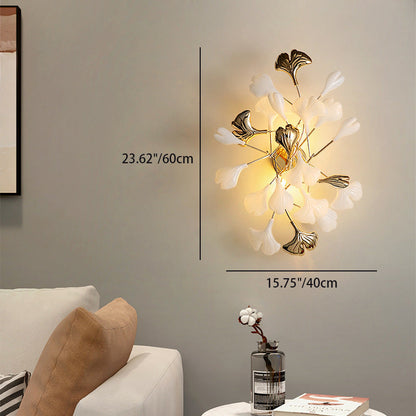 Ginkgo Iron Plastic Porcelain 2/3 Light Wall Sconce Lamp