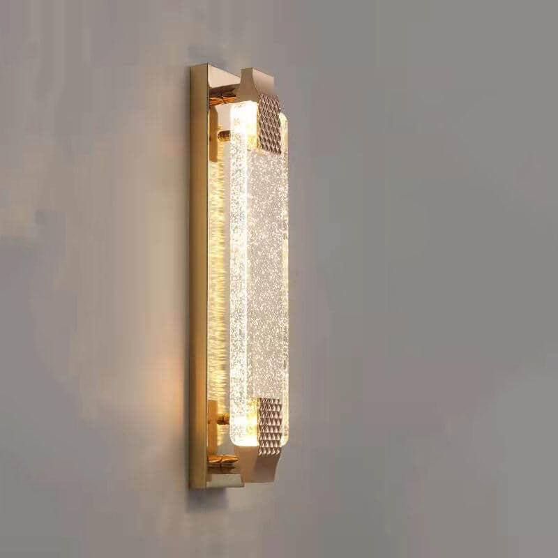 Light Gold Bubble Crystal Rectangular LED Wall Sconce Lamp