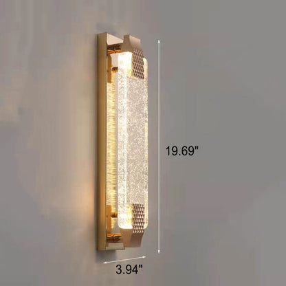 Light Gold Bubble Crystal Rectangular LED Wall Sconce Lamp