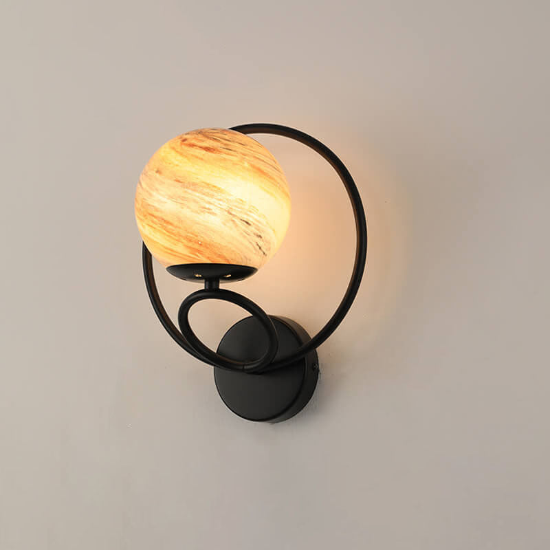 Creative Circle Planet Glass Iron 1-Light Wall Sconce Lamp