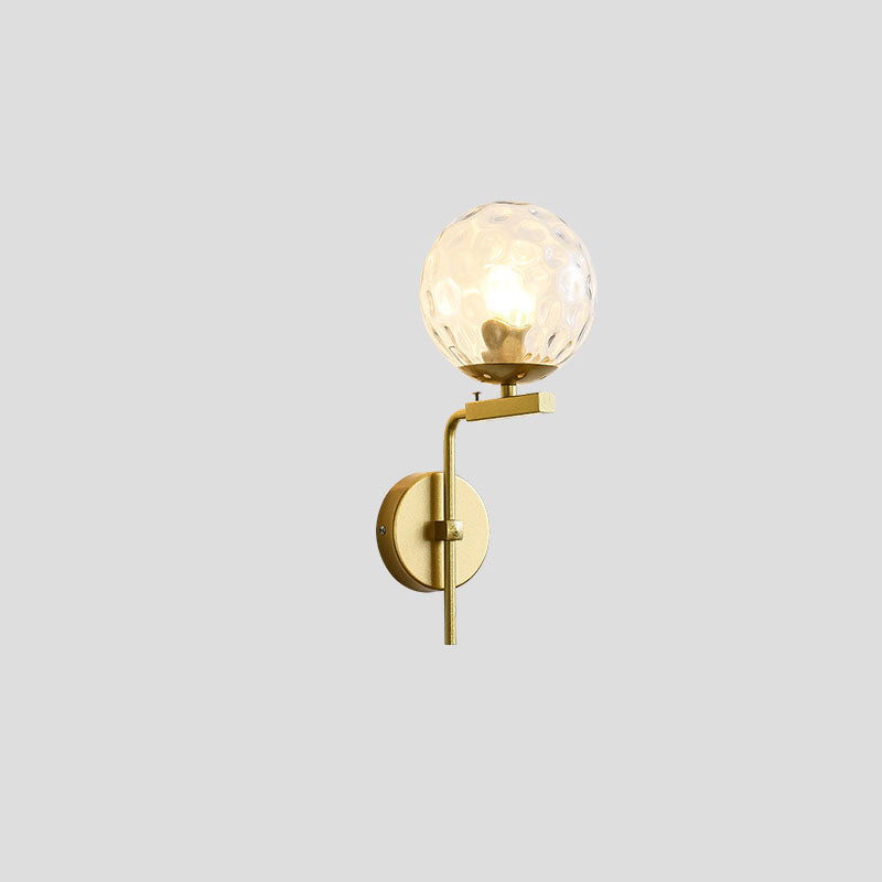 Round Glass Iron Right Angle Arm 1-Light Wall Sconce Lamp