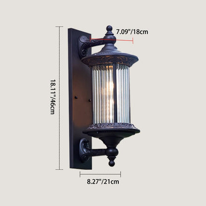 Waterproof Aluminum Glass Cylinder 1-Light Wall Sconce Lamp