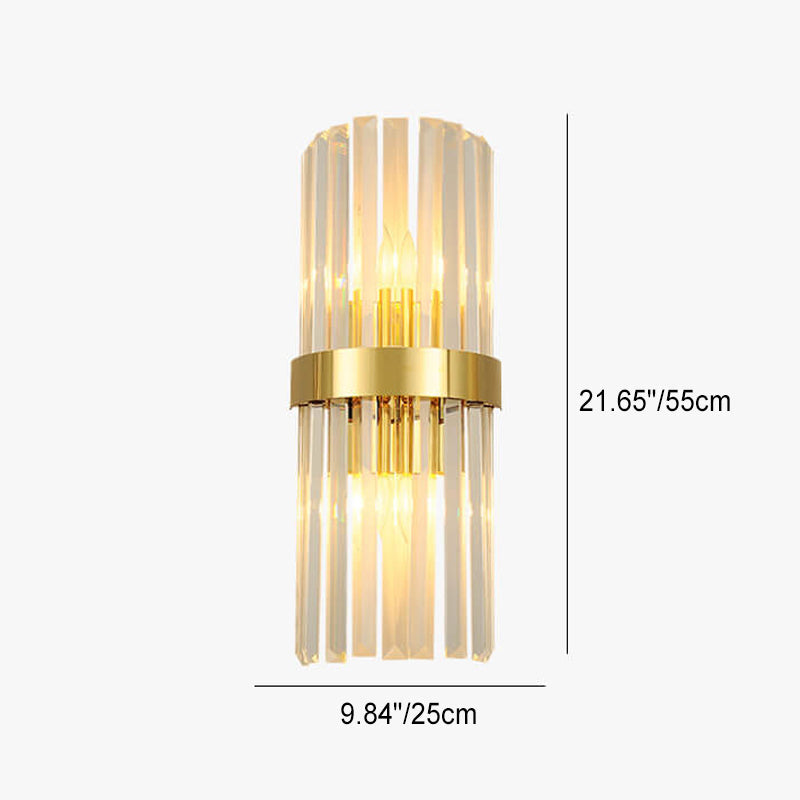 Nordic Stainless Steel 2-Light Crystal Wall Sconce Lamp