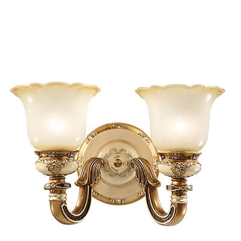 Flower Cup Iron Resin Glass 1/2 Light Wall Sconce Lamp