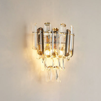 Brilliant Crystal Stack Iron 2-Light Wall Sconce Lamp