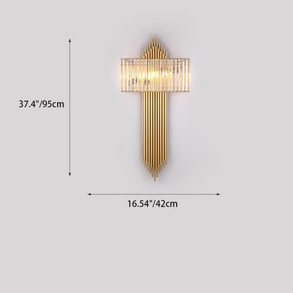 Light Luxury Crystal Square Strip 2-Light Wall Sconce Lamp