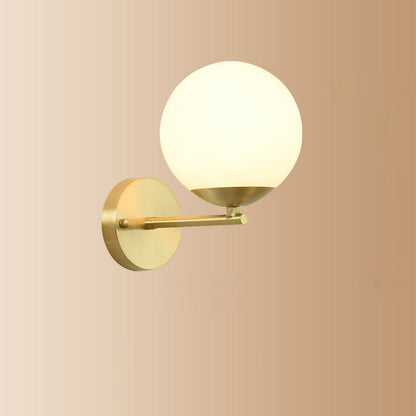Minimalist Round Ball Copper Glass 1-Light Wall Sconce Lamp
