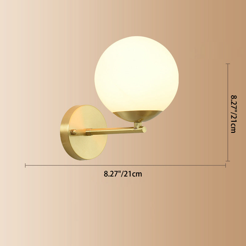 Minimalist Round Ball Copper Glass 1-Light Wall Sconce Lamp