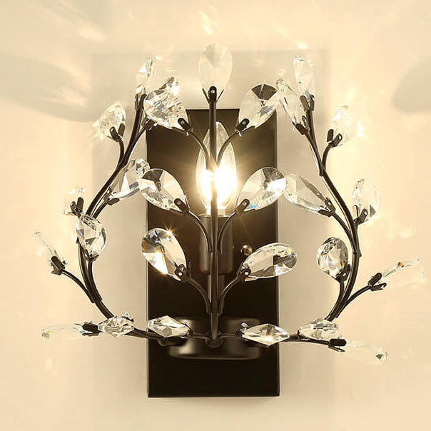 Creative Light Luxury Crystal Leaf 1-Light Wall Sconce Lamp