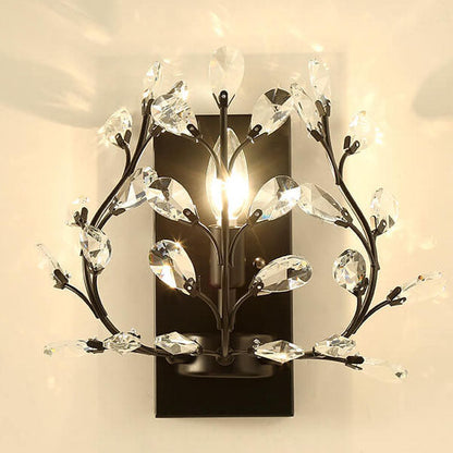 Creative Light Luxury Crystal Leaf 1-Light Wall Sconce Lamp