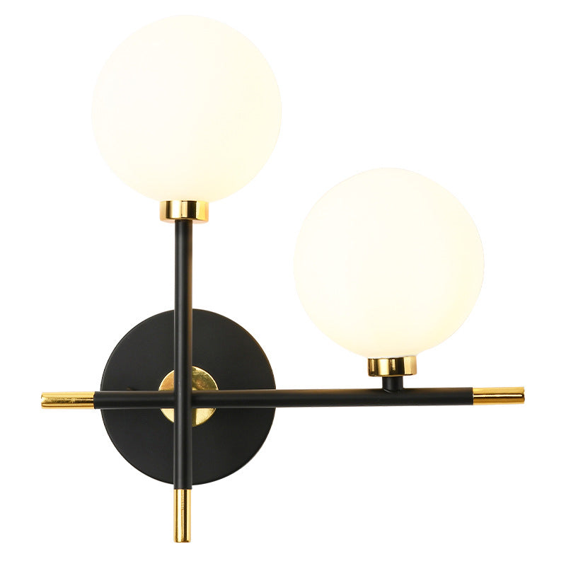 Scandinavian Glass Orb Iron 2-Light Wall Sconce Lamp