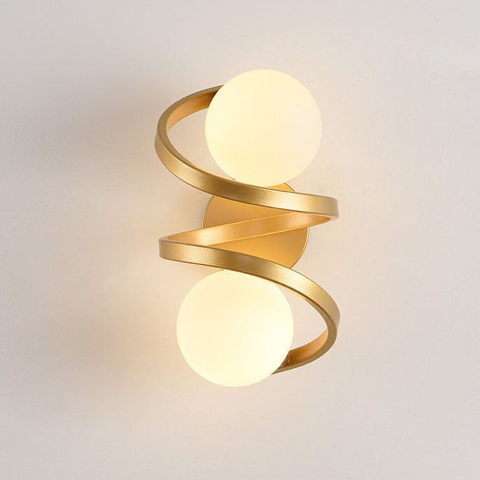 Minimalist Round Ball Iron Glass 2-Light Wall Sconce Lamp