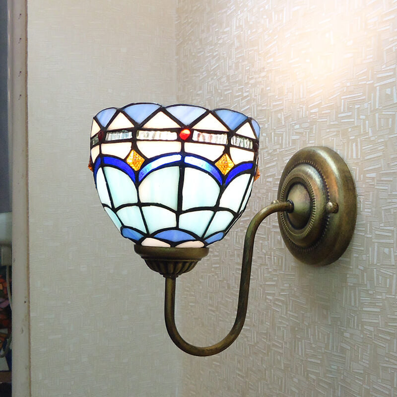 Tiffany Resin Glass Flower Shape 1-Light Wall Sconce Lamp