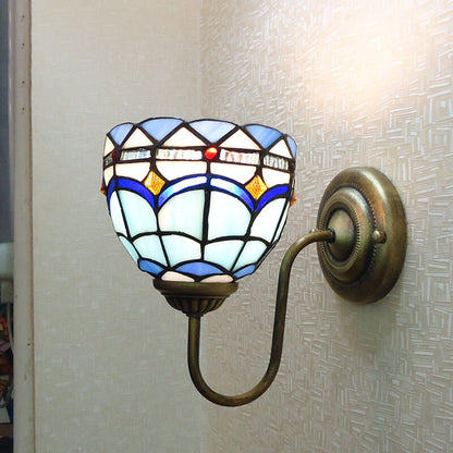 Tiffany Resin Glass Flower Shape 1-Light Wall Sconce Lamp